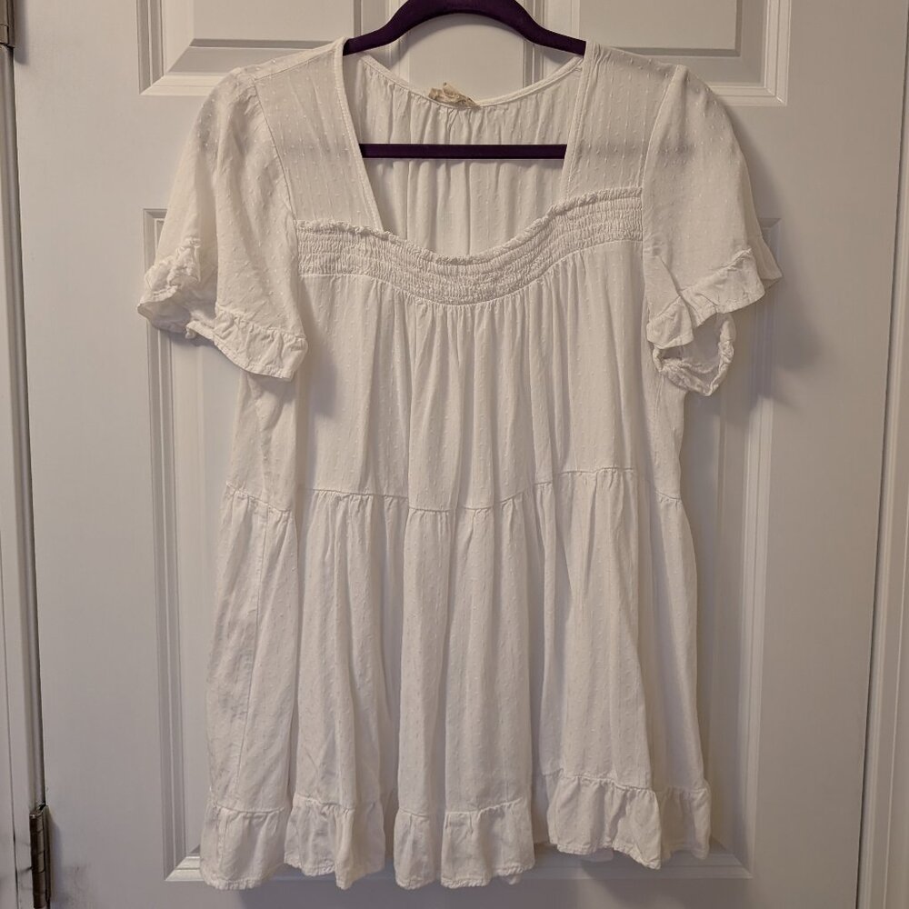 Women's White Jane and Delancey Light Flowy Layered Blouse Large